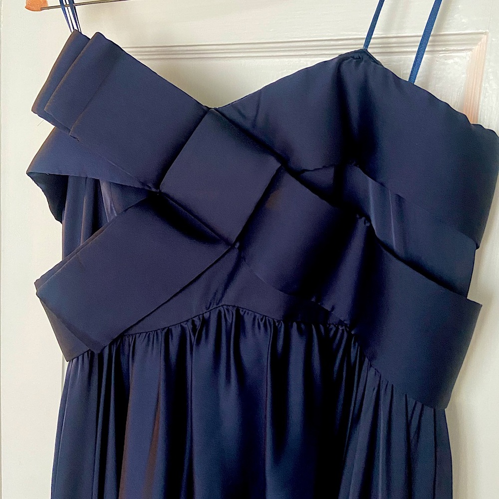 Navy strapless ball gown